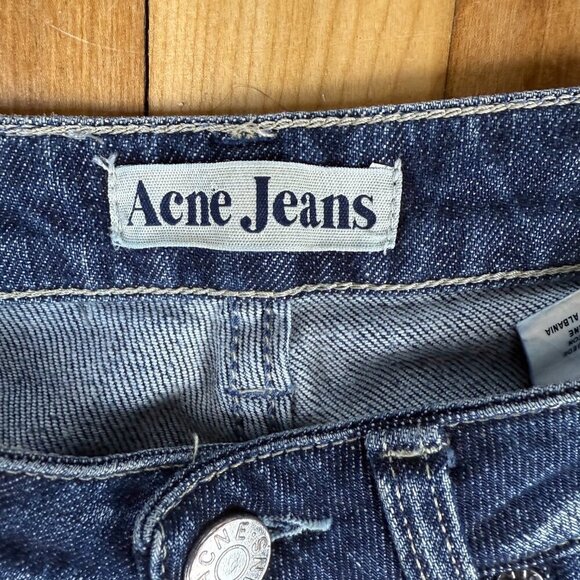 ACNE JEANS Hep Pure Classic Straight Low Waist Dark Blue Pre-washed Jeans Sz 24 - Picture 2 of 6